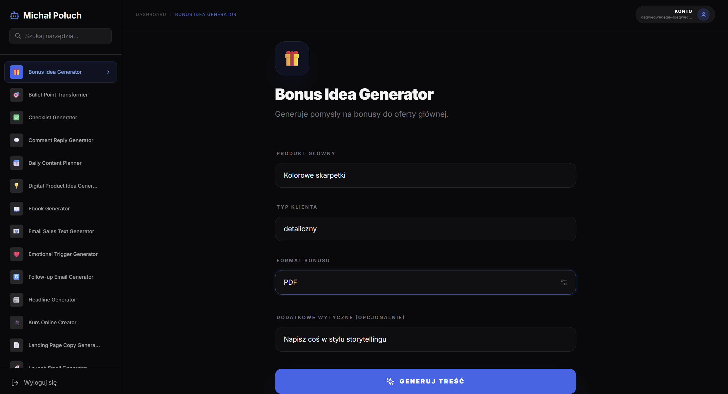 Generator Bonus Idea - wypełniony wątek