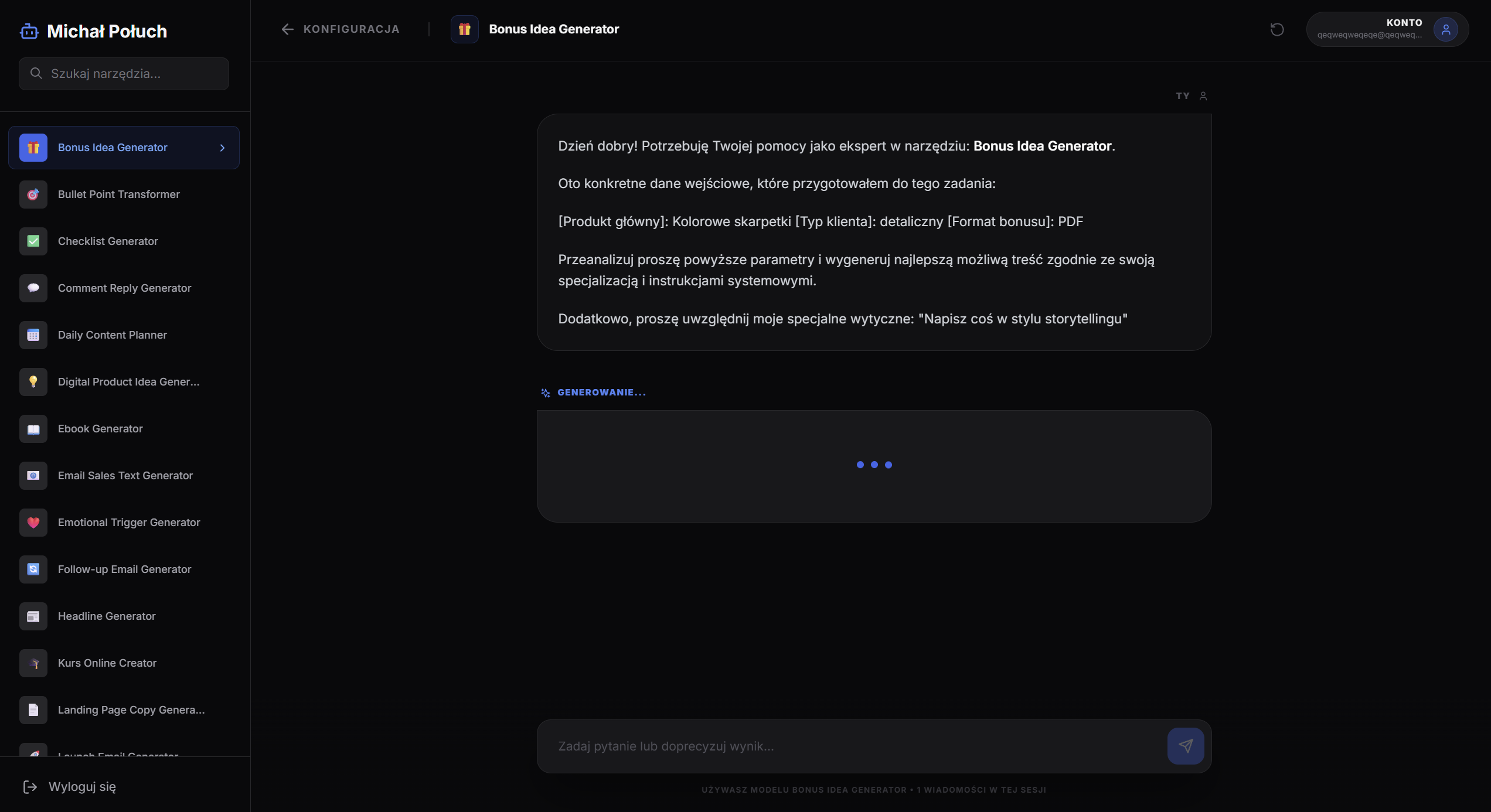 Generator Bonus Idea - przetwarzanie odpowiedzi